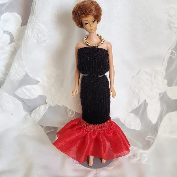 Toys | Hand Knit Barbie Doll Black Evening Dress And Gold Necklace |  Poshmark